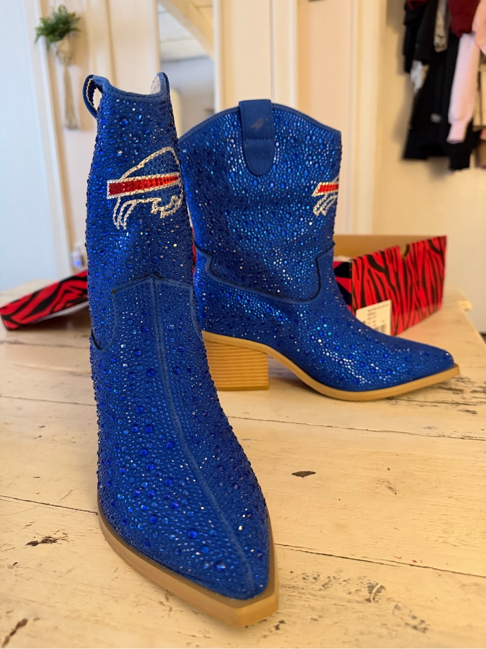 Buffalo David Bitton Blue Crystal Embellished Cowboy Boots